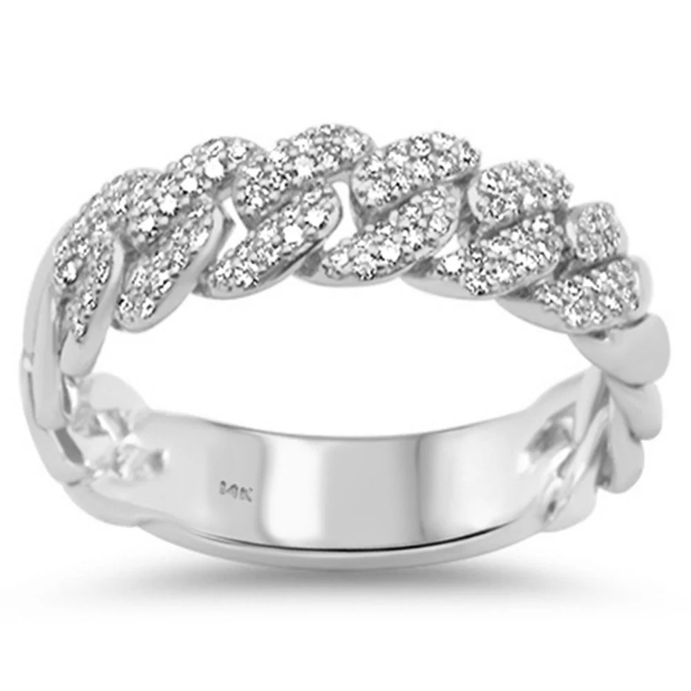 <span style="color:purple">SPECIAL!</span> .38ct G SI 14K White Gold Men's Diamond Cuban Ring Size 10