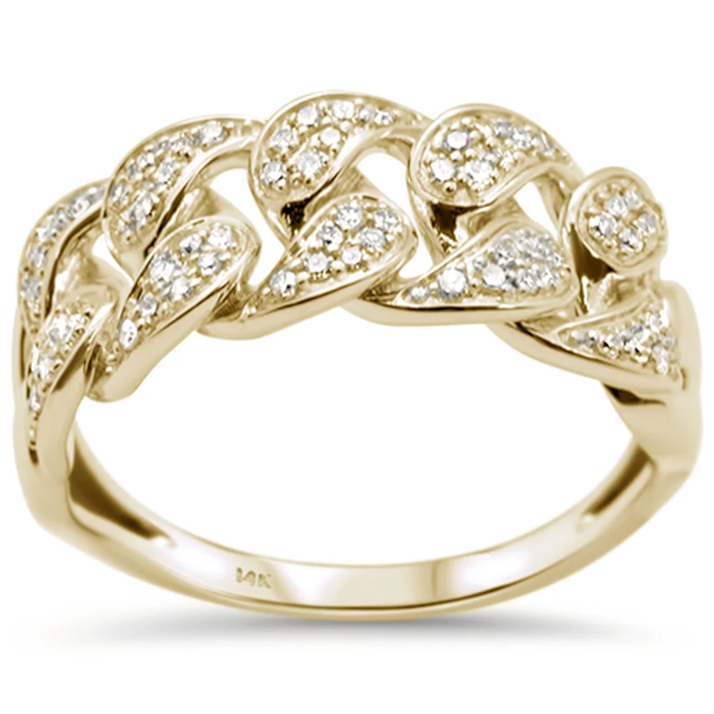 <span>DIAMOND CLOSEOUT! </span> .39ct G SI 14K Yellow Gold Diamond Cuban Men's Ring Size 10