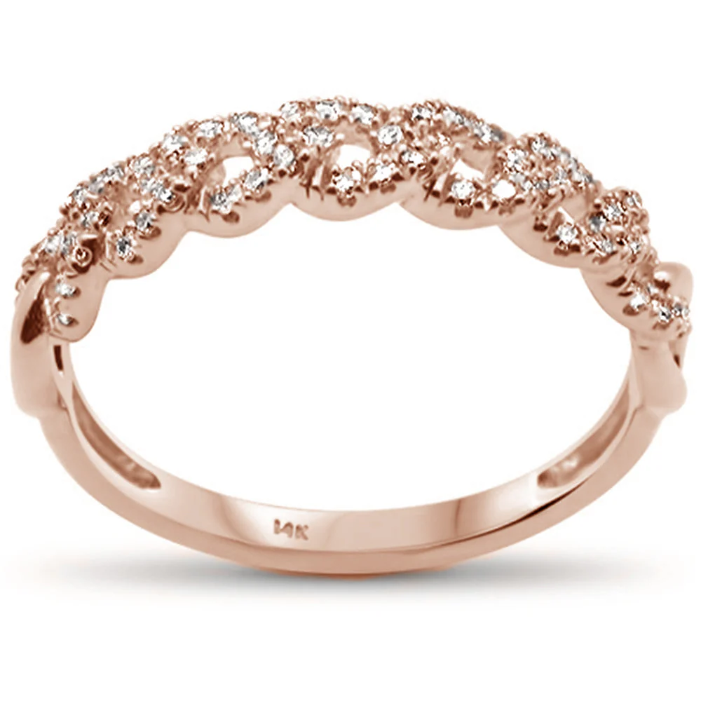 <span>DIAMOND CLOSEOUT! </span>.25ct G SI 14K Rose Gold Diamond Cuban Ring Size 6.5