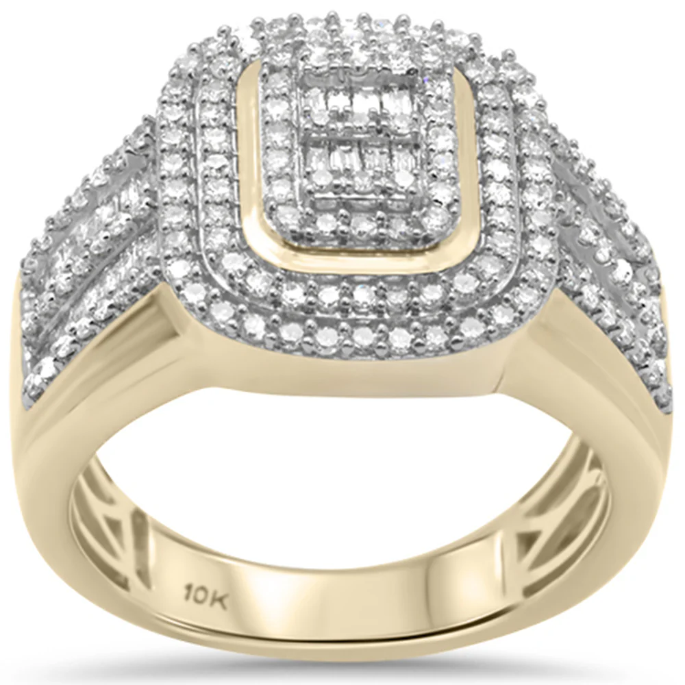 <span>DIAMOND CLOSEOUT! </span>1.22ct G SI 10KT Yellow Gold Baguette & Round Diamond Men's Ring Size 6.5
