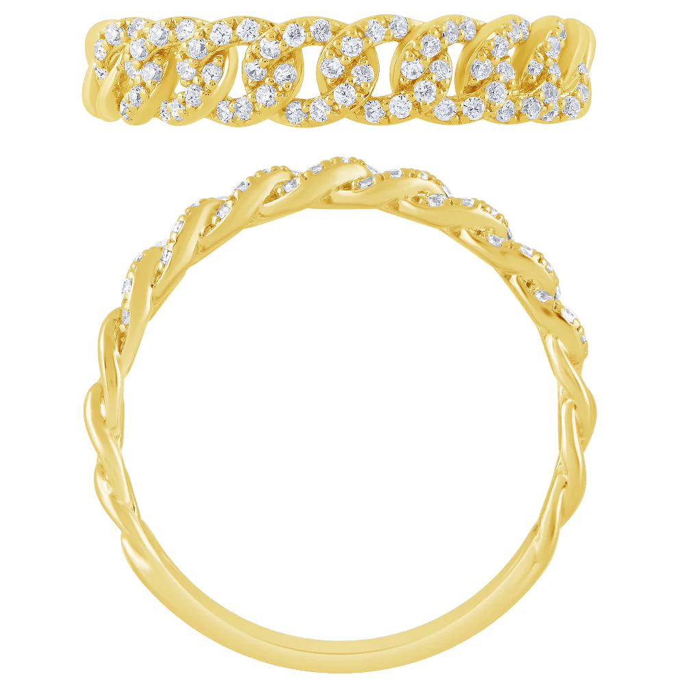 <span>DIAMOND CLOSEOUT! </span> .26ct G SI 14KT Yellow Gold Diamond Cuban Ring Size 6.5 - Image 2