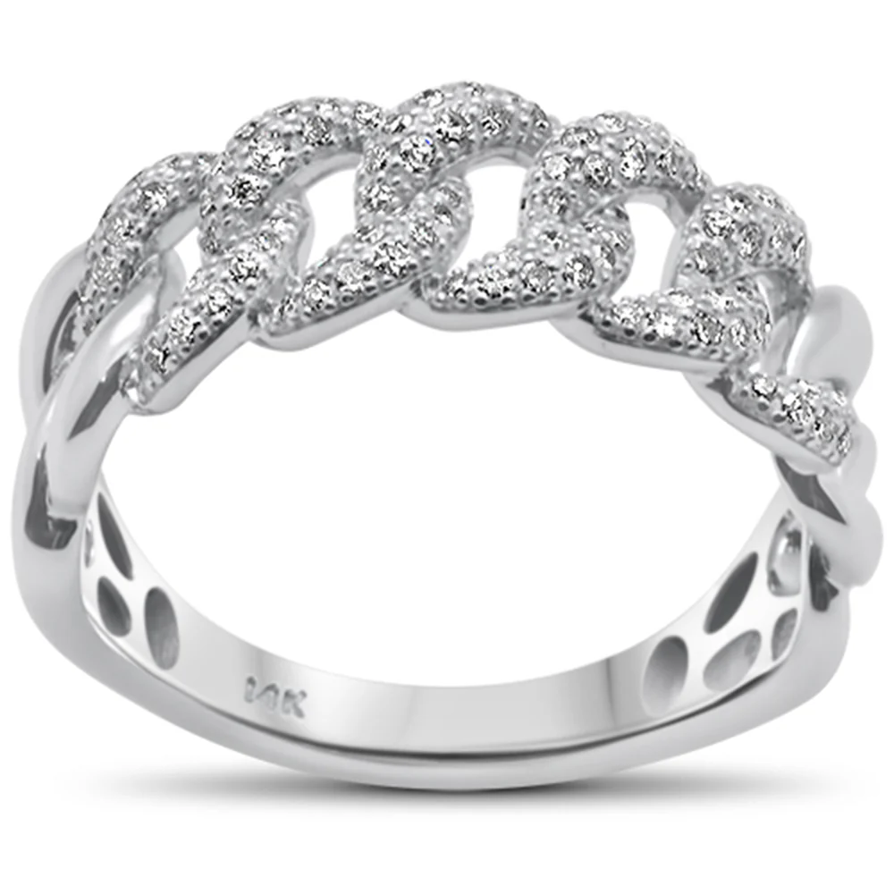 <span style="color:purple">SPECIAL!</span> .50ct G SI 14KT White Gold  Diamond Men's Cuban Ring Size 10