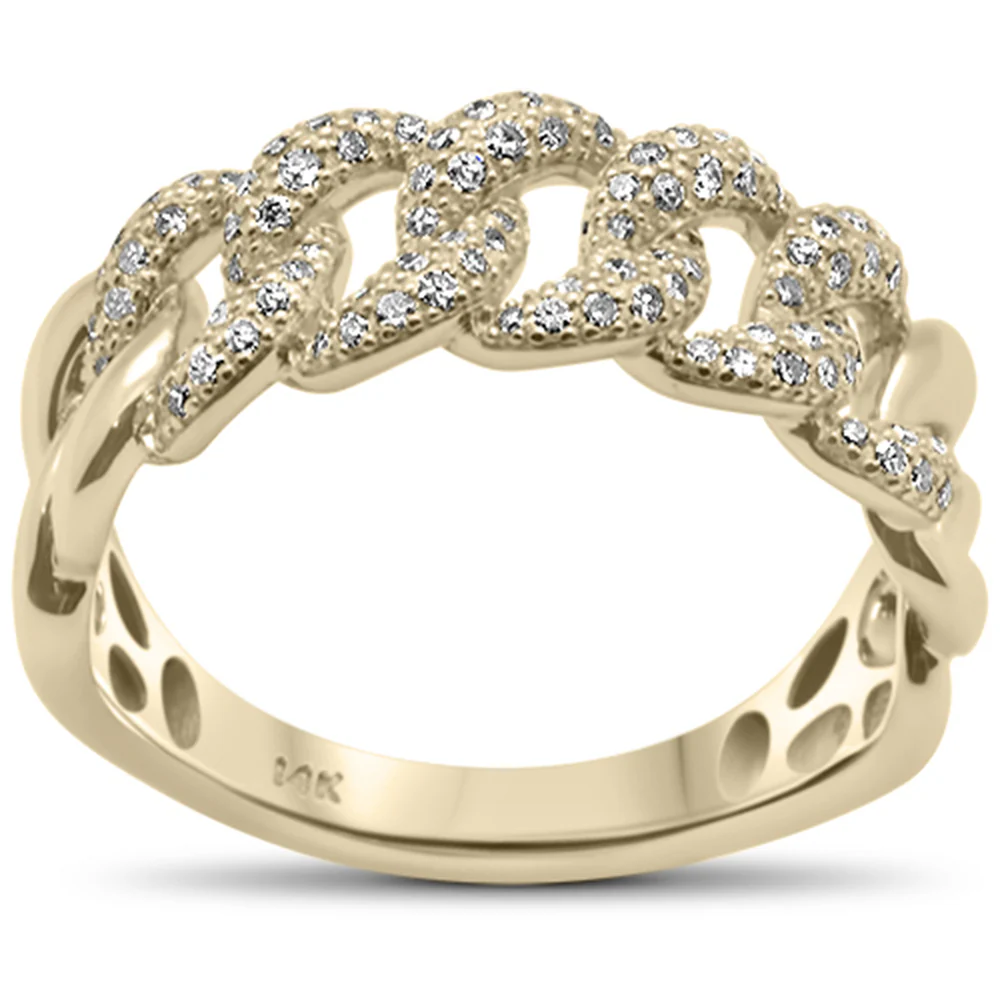 <span style="color:purple">SPECIAL!</span> .49ct G SI 14KT Yellow Gold Diamond Men's Cuban Ring Size 10