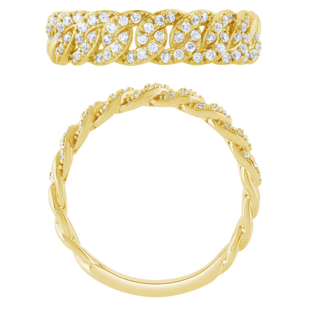 <span>DIAMOND CLOSEOUT! </span> .33ct G SI 14K Yellow Gold Diamond Ladies Cuban Ring Size 6.5 - Image 2