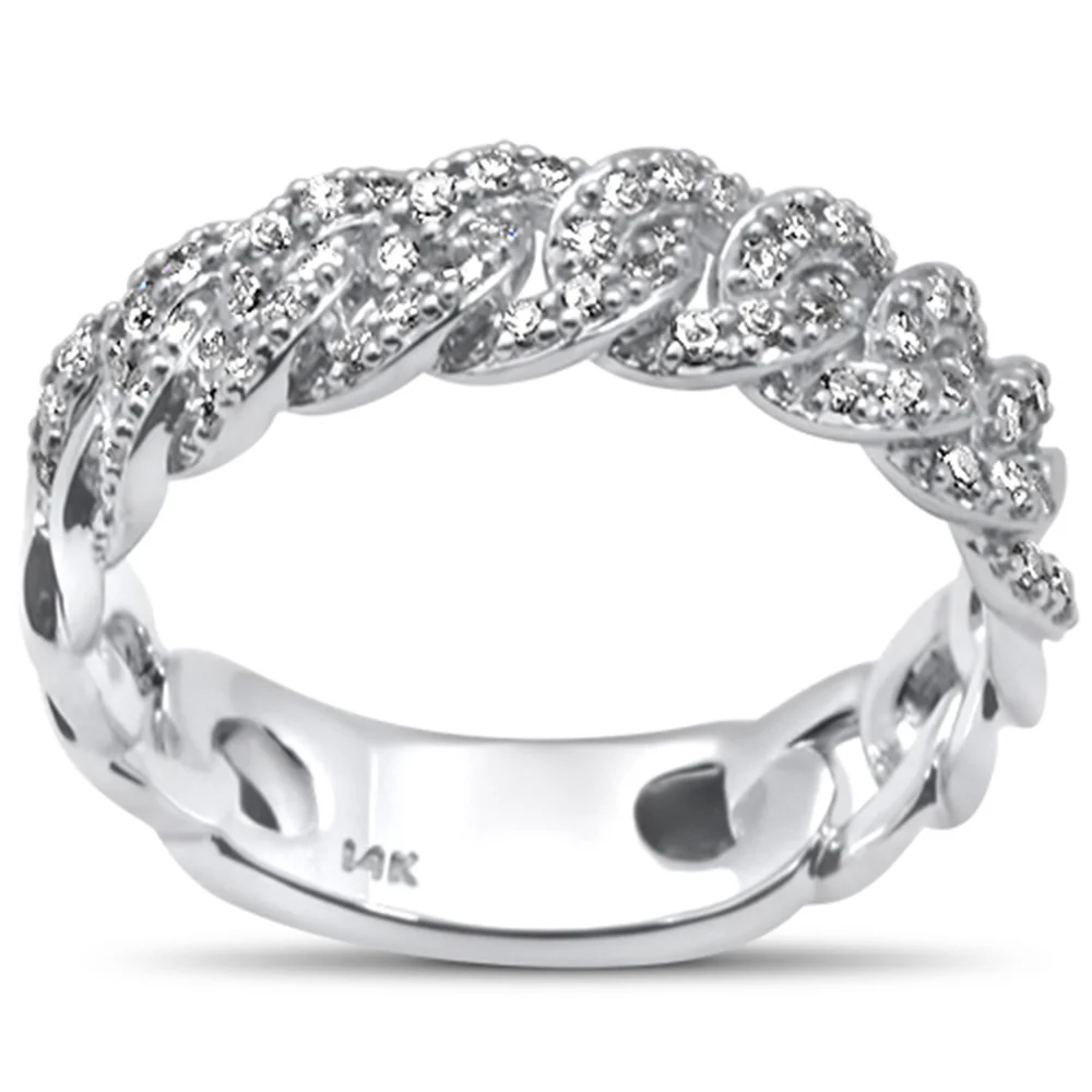 <span>DIAMOND CLOSEOUT! </span> .33ct G SI 14KT White Gold  Diamond Ladies Cuban Ring Size 6.5