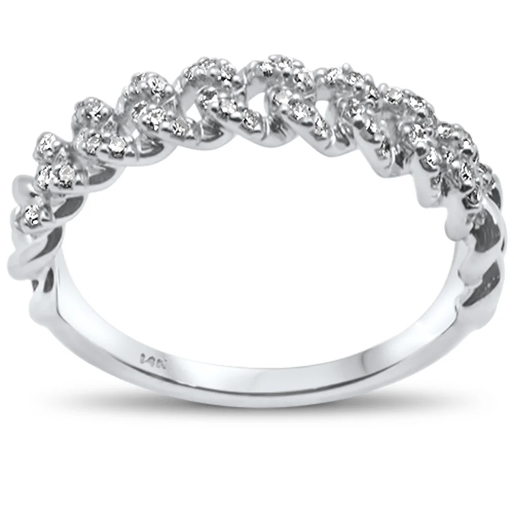<span>DIAMOND CLOSEOUT! </span> .20ct G SI 14KT White Gold  Diamond Ladies Cuban Ring Size 6.5