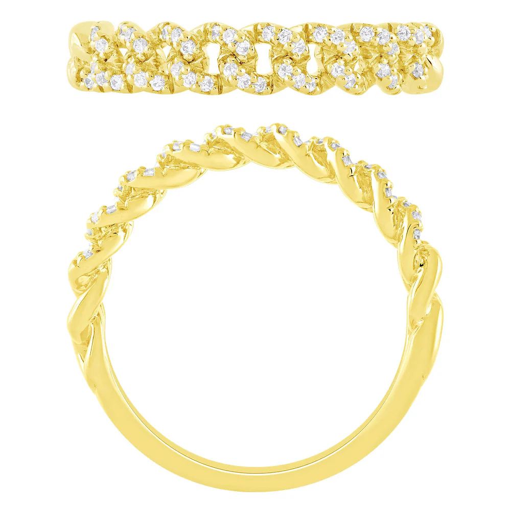<span>DIAMOND CLOSEOUT! </span> .20ct G SI 14KT Yellow Gold Diamond Ladies Cuban Ring Size 6.5 - Image 2