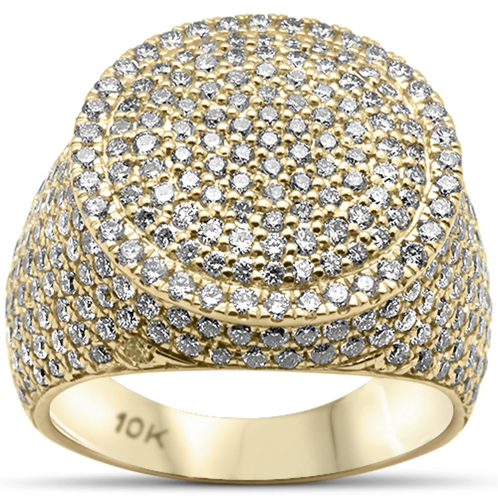 <span>DIAMOND CLOSEOUT! </span> 4.03ct G SI 10K Yellow Gold Round Diamond Men's Ring Size 10