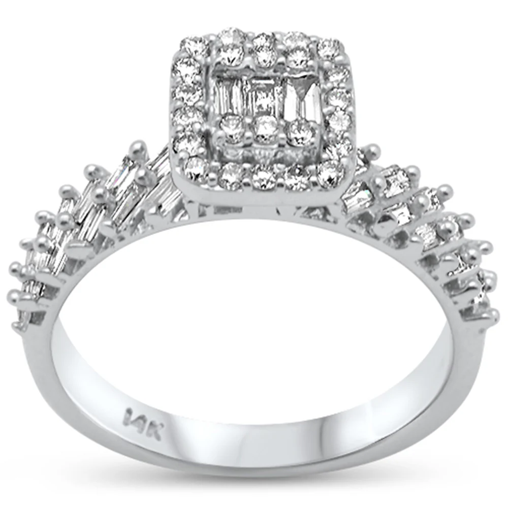 <span>DIAMOND CLOSEOUT! </span>.83ct G SI 14K White Gold Baguette & Round Diamond Ring Size 6.5