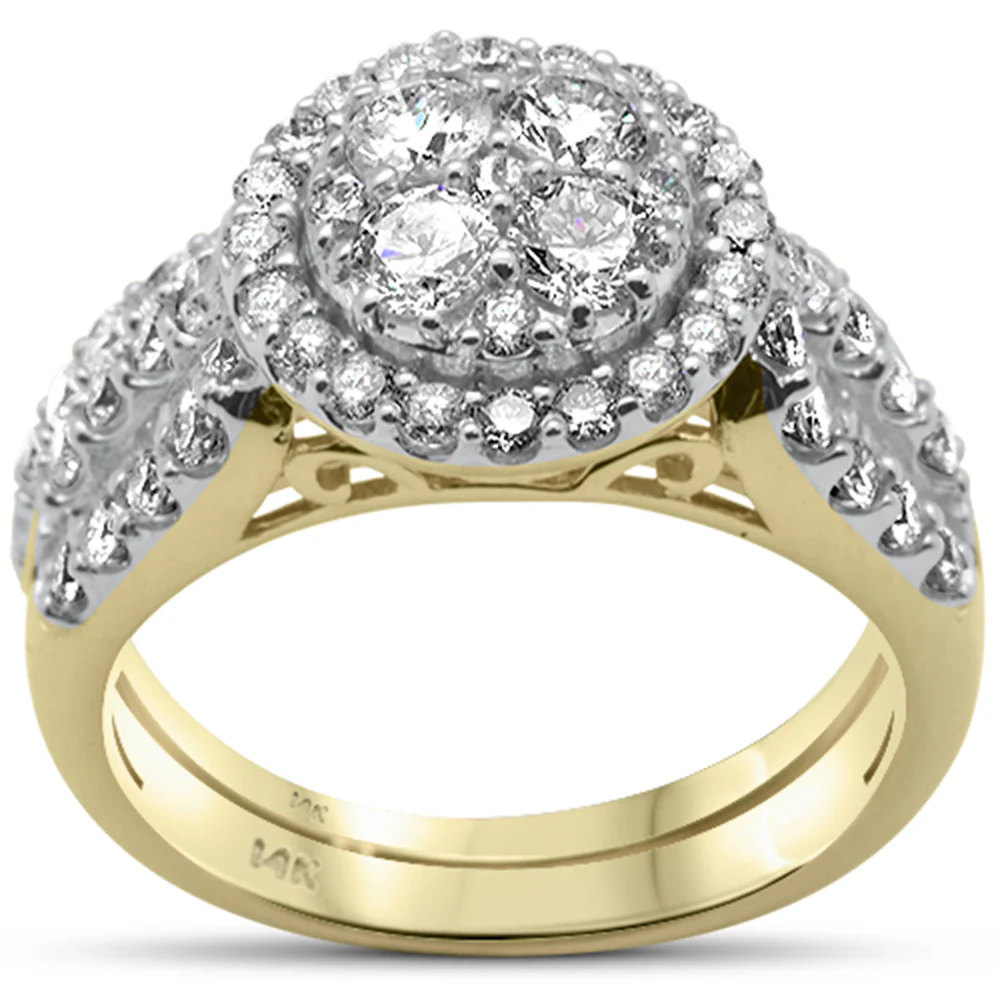 <span>DIAMOND CLOSEOUT! </span> 1.96ct G SI 14K Yellow Gold Baguette & Round Diamond Ring Set