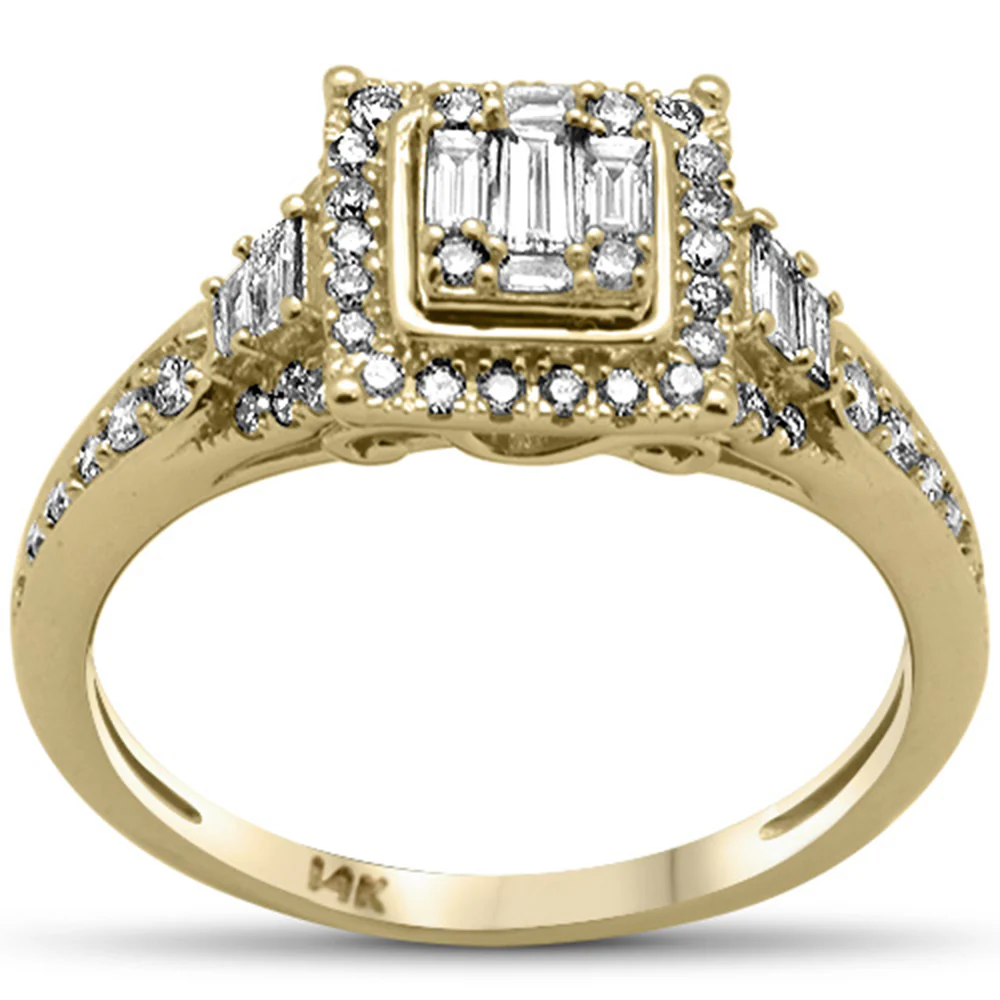 <span>DIAMOND CLOSEOUT! </span>.54ct G SI 14K Yellow Gold Round & Baguette Diamond Engagement Ring Size 6.5