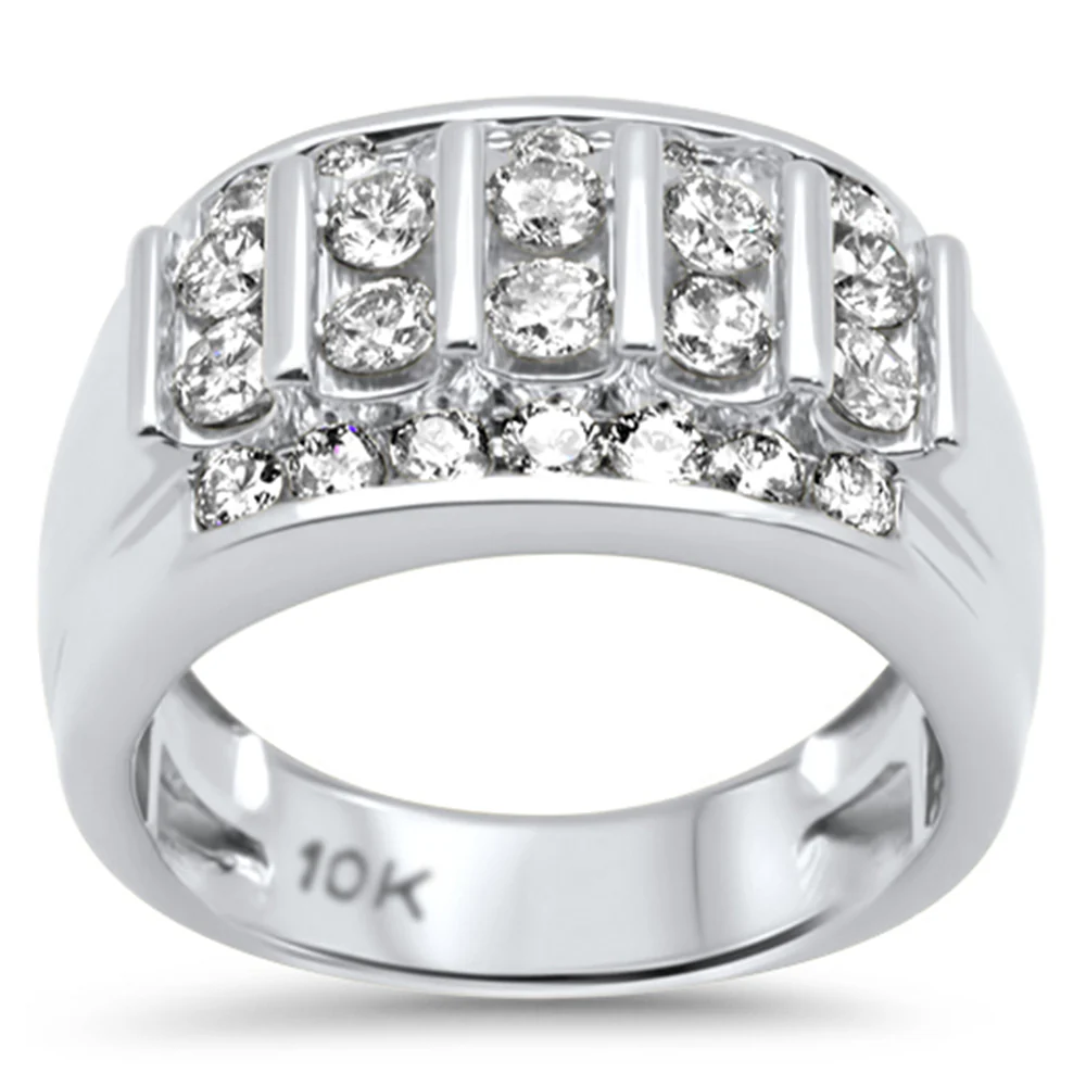 <span>DIAMOND  CLOSEOUT! </span> 2.02ct G SI 10K White Gold Diamond Men's Ring size 10