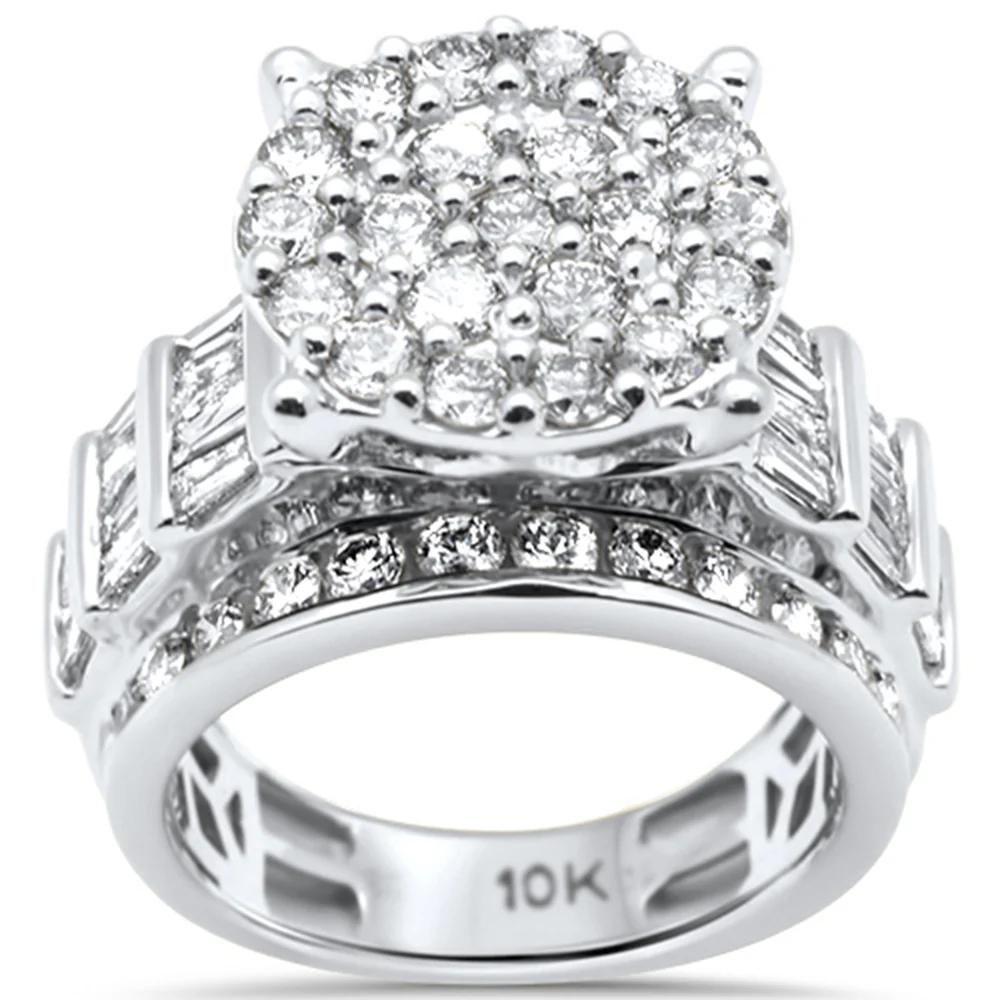 <span>DIAMOND CLOSEOUT! </span>3.03ct G SI 10K White Gold Diamond Round & Baguette Ring Size 6.5