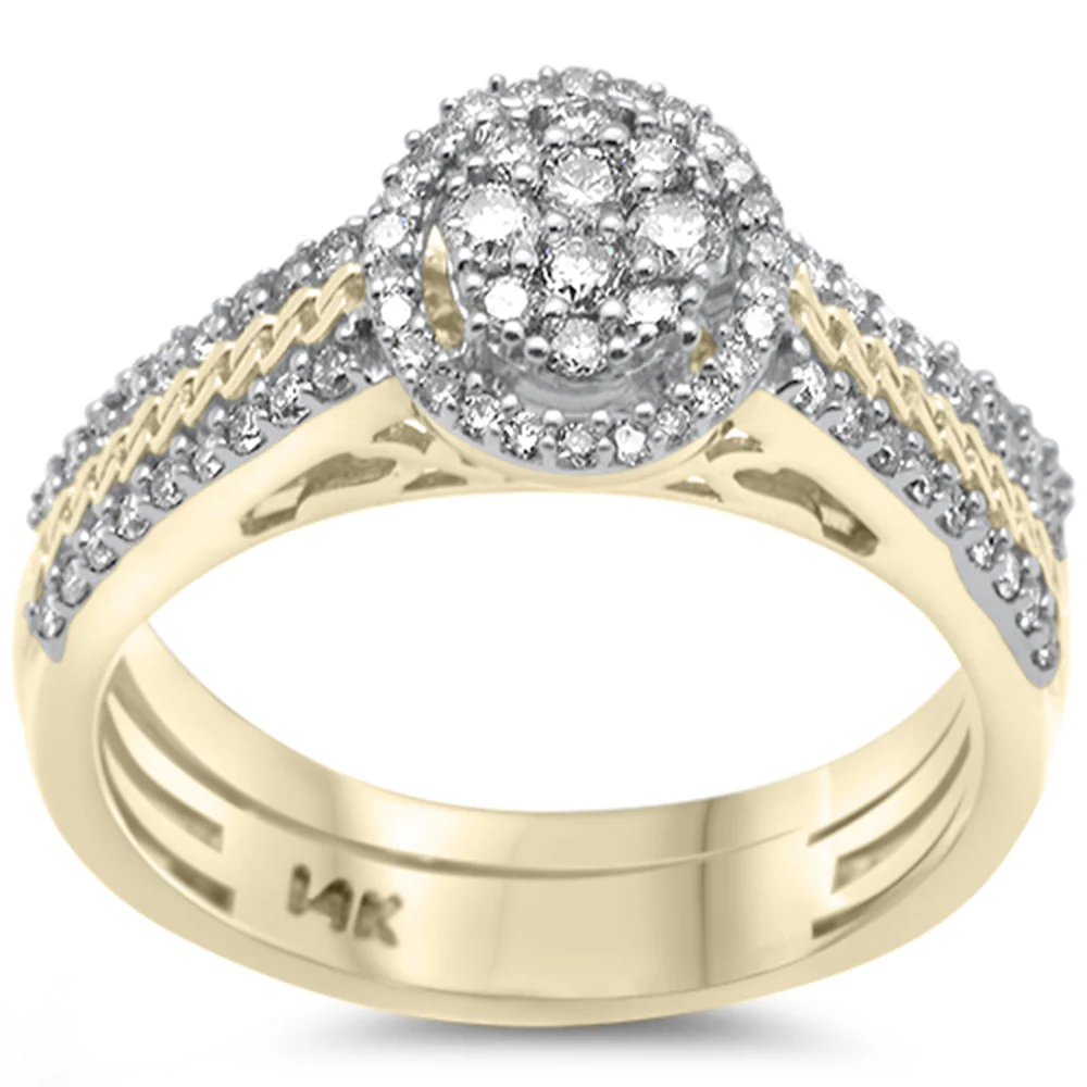 <span>DIAMOND CLOSEOUT! </span>.60ct G SI 14K Yellow Gold Diamond Oval Shaped Engagement Bridal Set Size 6.5