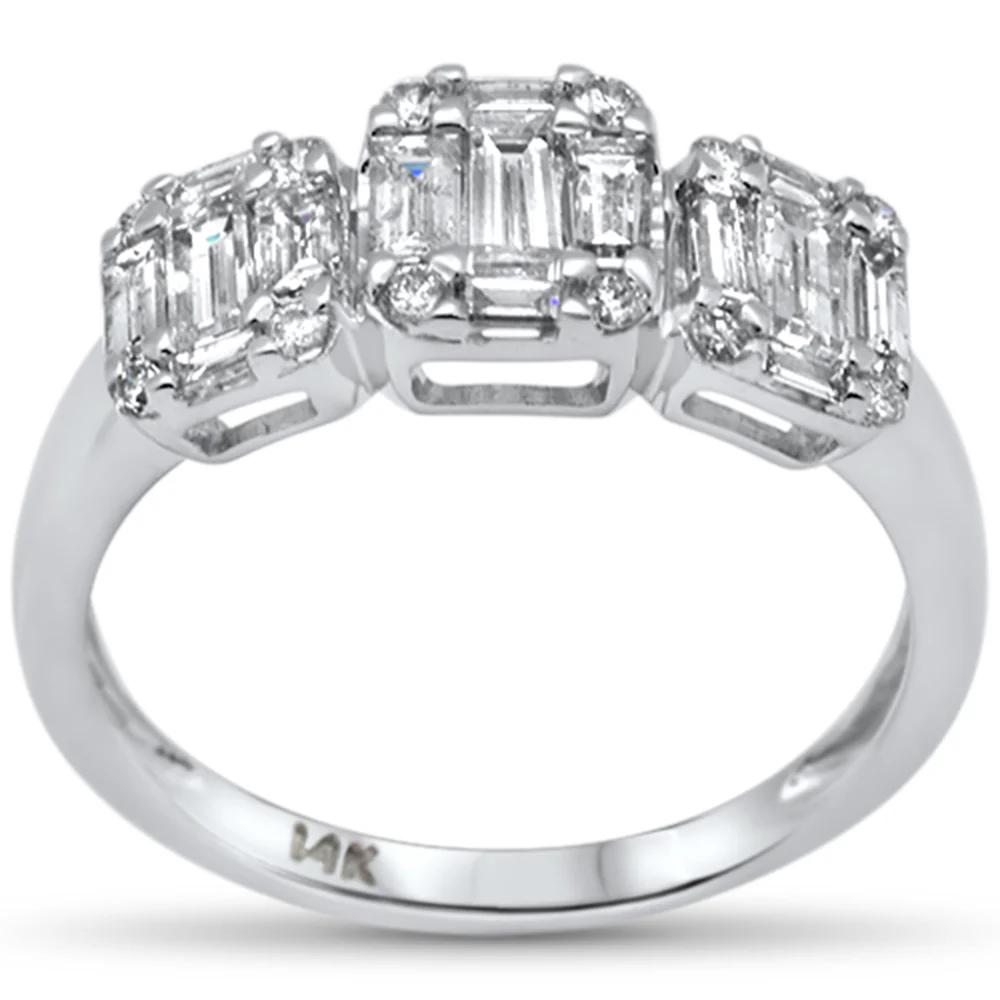 <span>DIAMOND CLOSEOUT! </span>.97ct G SI 14K White Gold Diamond Round & Baguette Engagement Ring Size 6.5