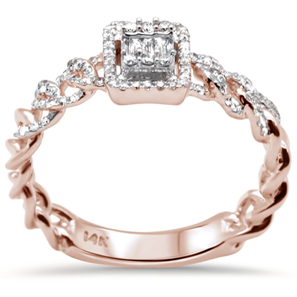<span>DIAMOND CLOSEOUT! </span> .29ct G SI 14K Rose Gold Diamond Round & Baguette Ring