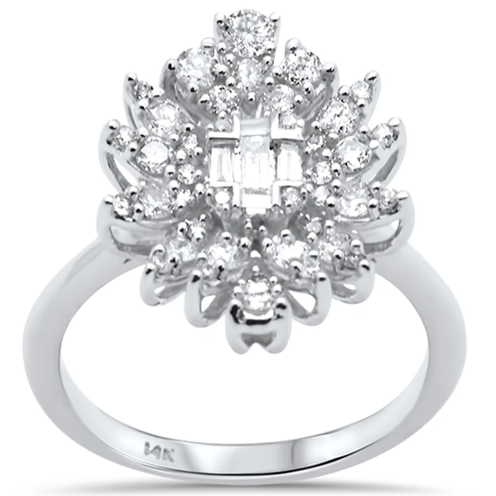 <span>DIAMOND CLOSEOUT! </span>.72ct G SI 14K White Gold Diamond Round & Baguette Ring Size 6.5