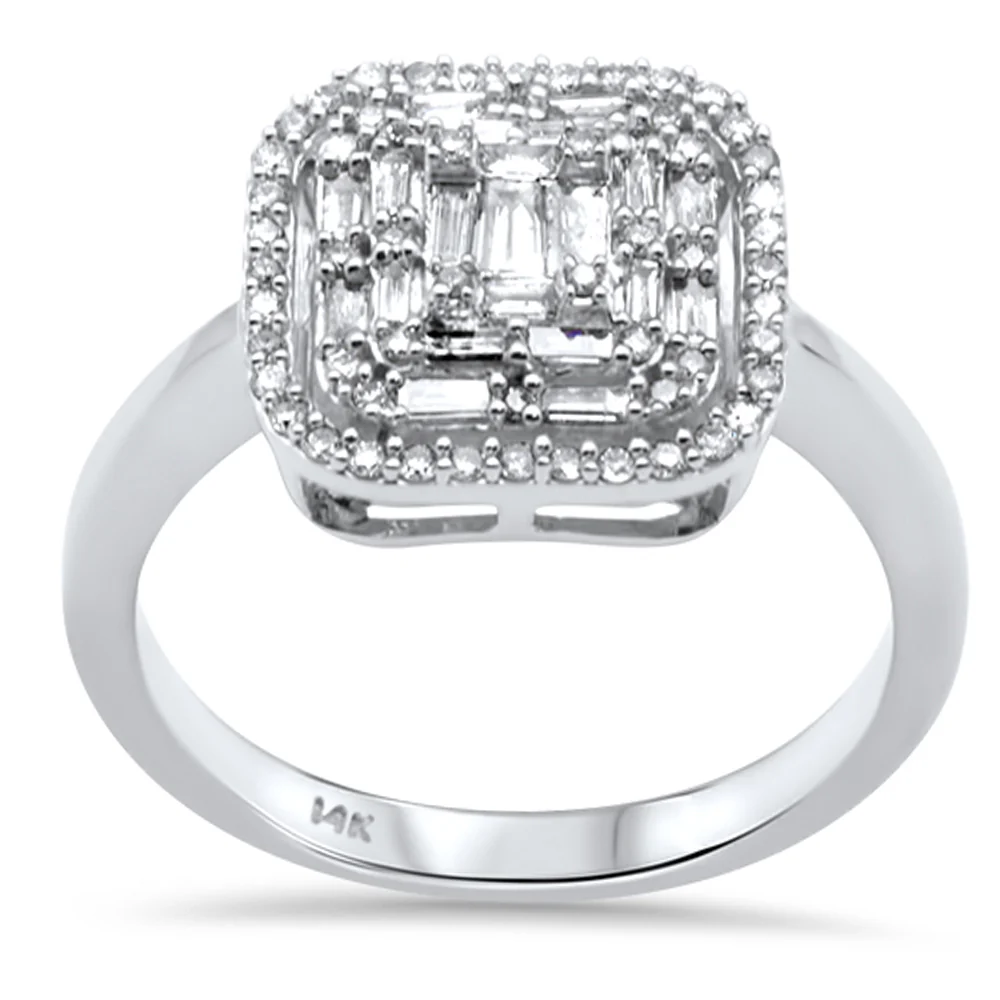 <span>DIAMOND CLOSEOUT! </span>.47ct G SI 14K White Gold Diamond Round & Baguette Engagement Ring Size 6.5