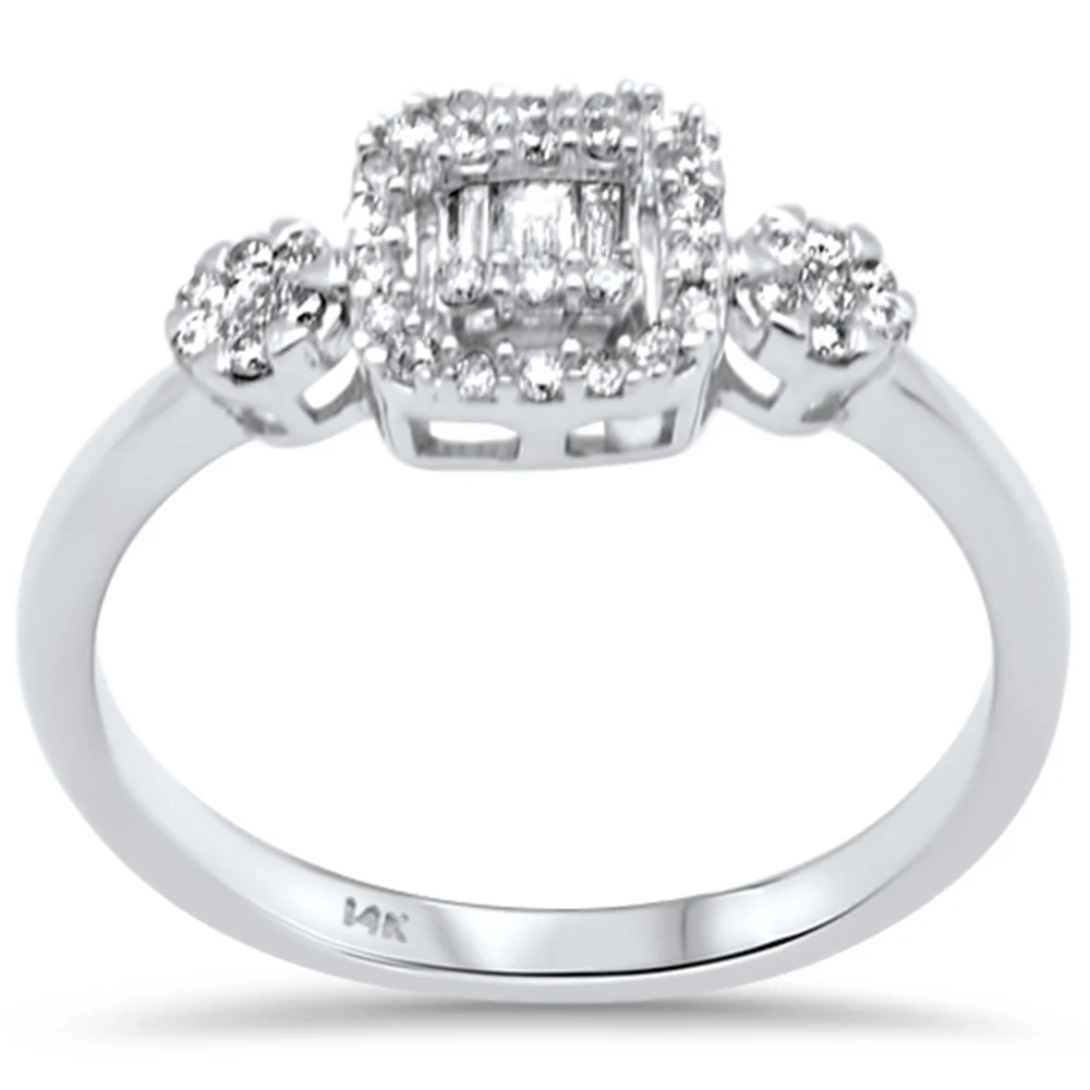 <span>DIAMOND CLOSEOUT! </span>.28ct G SI 14K White Gold Diamond Round & Baguette Diamond Engagement Ring