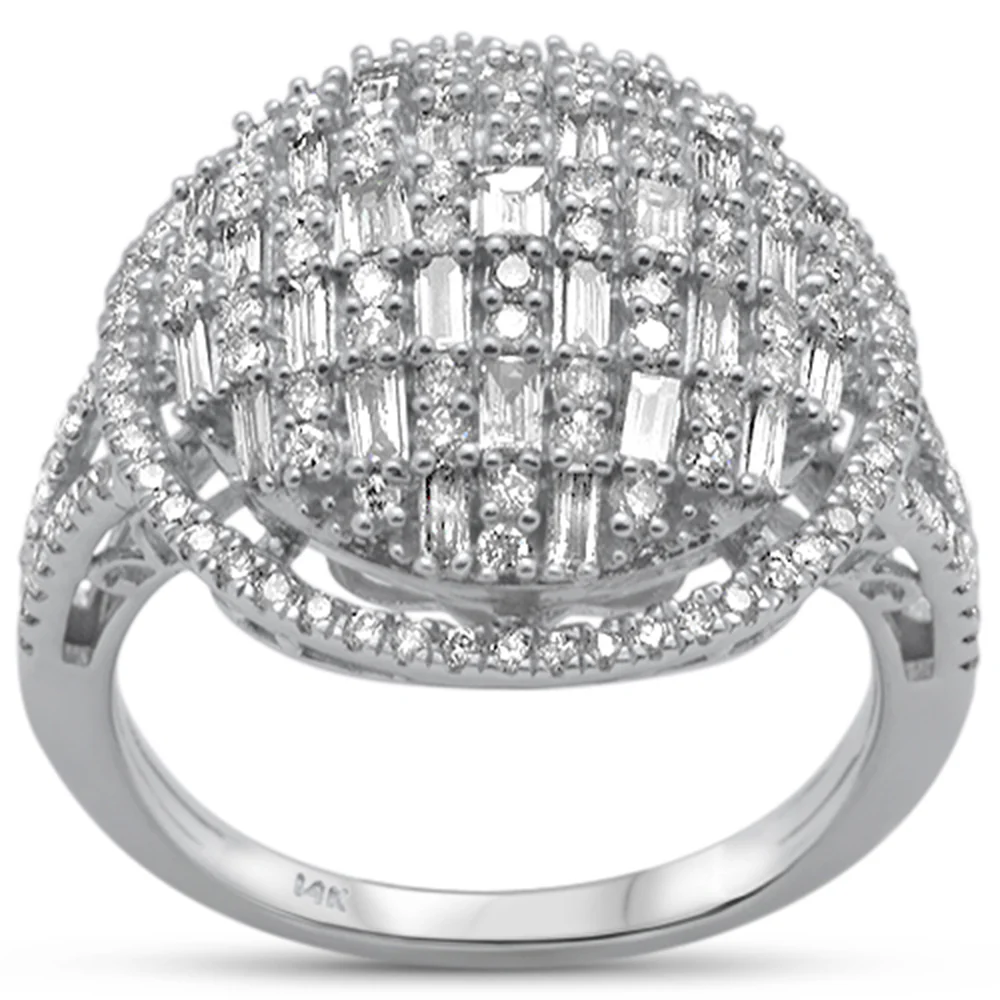 <span>DIAMOND CLOSEOUT! </span> 1.04ct G SI 14K White Gold Round & Baguette Diamond Engagement Ring
