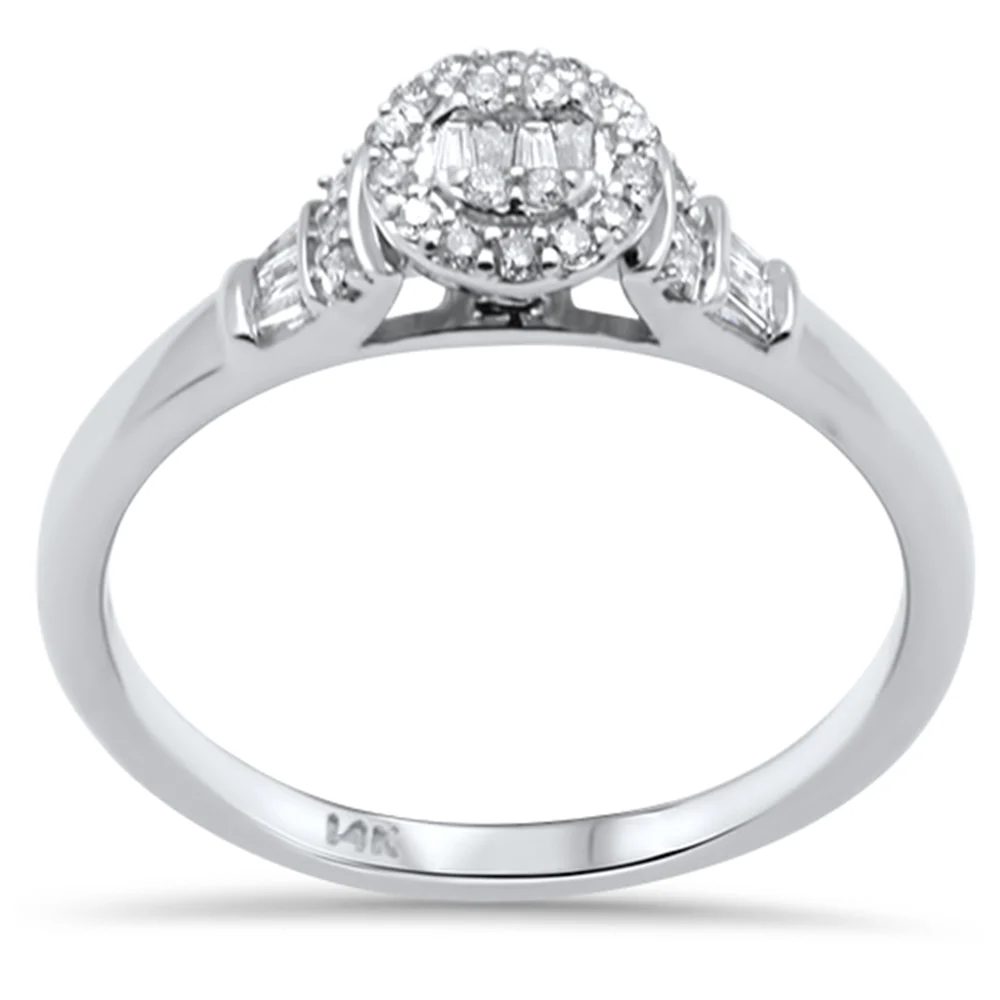 <span>DIAMOND CLOSEOUT! </span>.23ct G SI 14K White Gold Round & Baguette Diamond Engagement Ring