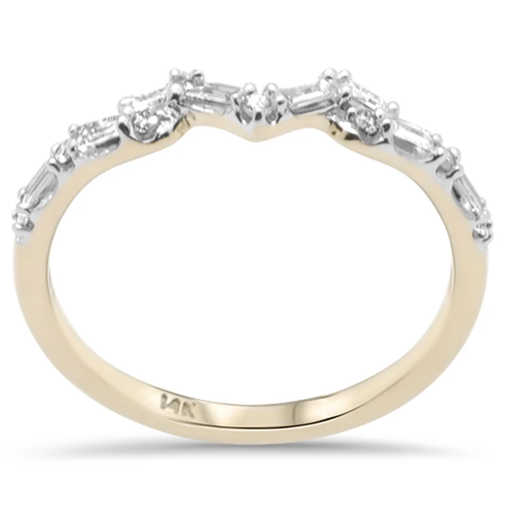 <span style="color:purple">SPECIAL!</span> .22ct G SI 14K Yellow Gold Round & Baguette Diamond Engagement Ring Band