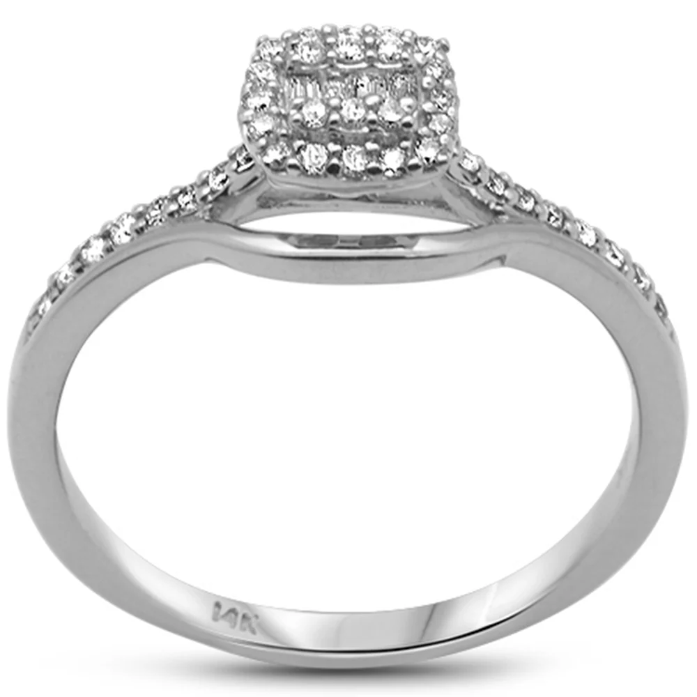 <span>DIAMOND CLOSEOUT! </span>.21ct G SI 14K White Gold Round & Baguette Diamond Engagement Ring