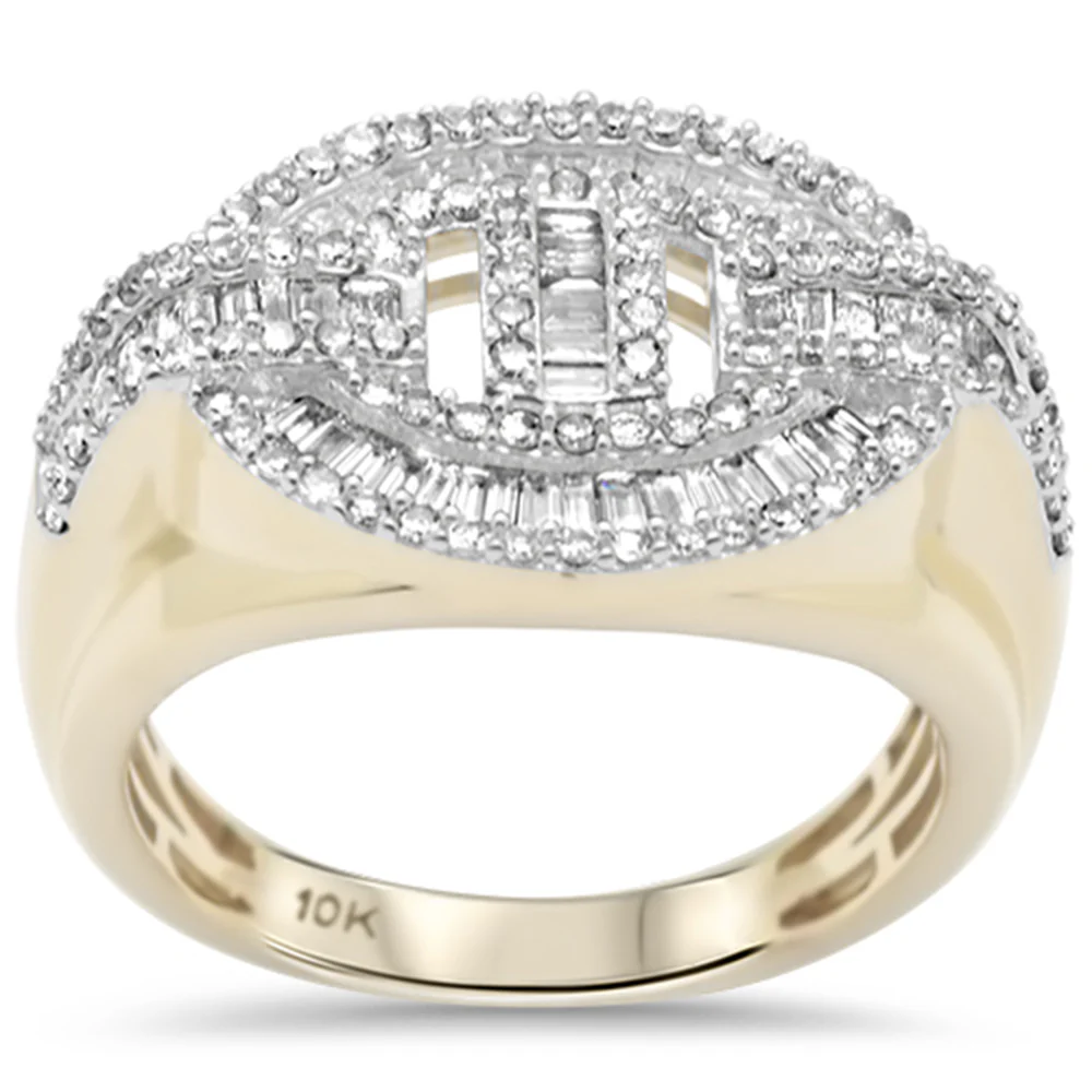 <span>DIAMOND CLOSEOUT! </span> 1.22ct G SI 10K Yellow Gold Diamond Round & Baguete Diamond Men's Ring Band