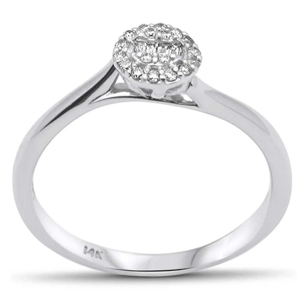 <span>DIAMOND CLOSEOUT! </span> .11ct G SI 14K White Gold  Round & Baguette Diamond Engagement Ring