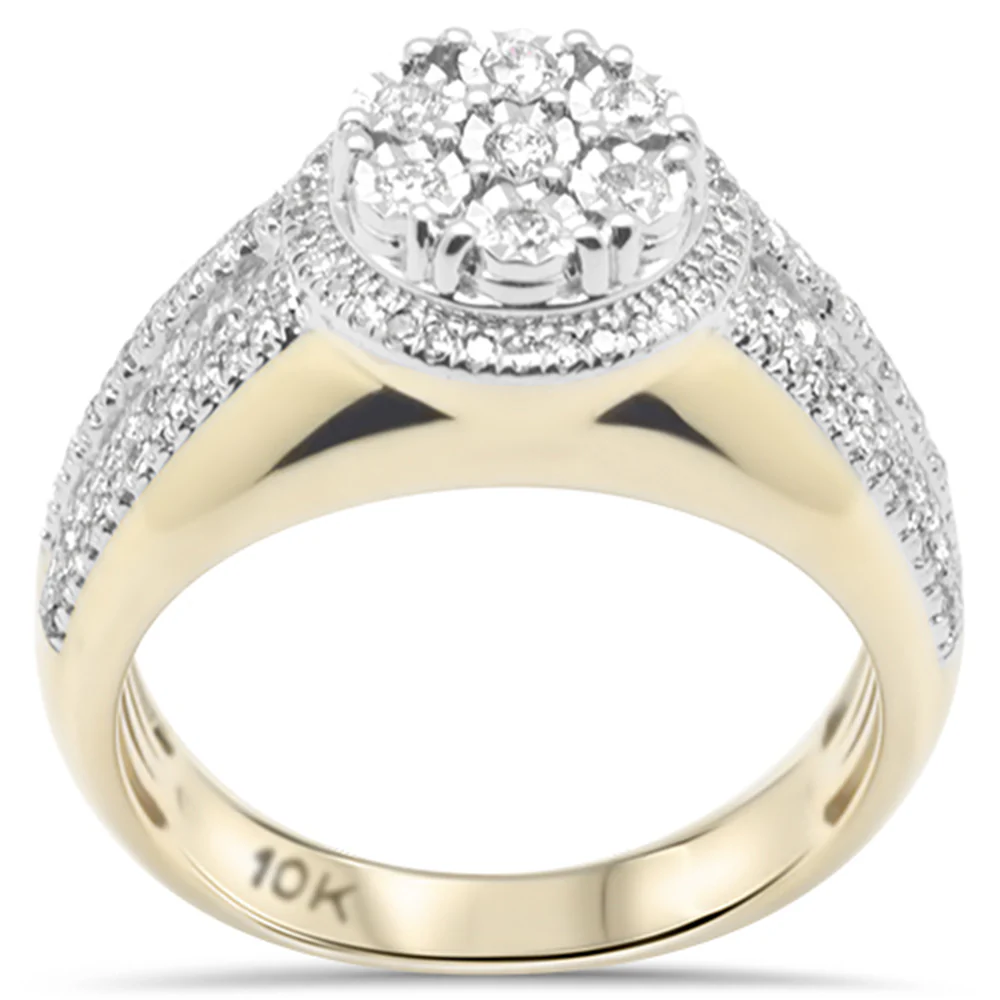 <span>DIAMOND CLOSEOUT! </span>.83ct G SI 10K Yellow Gold Round & Baguette Diamond Men's Ring Band