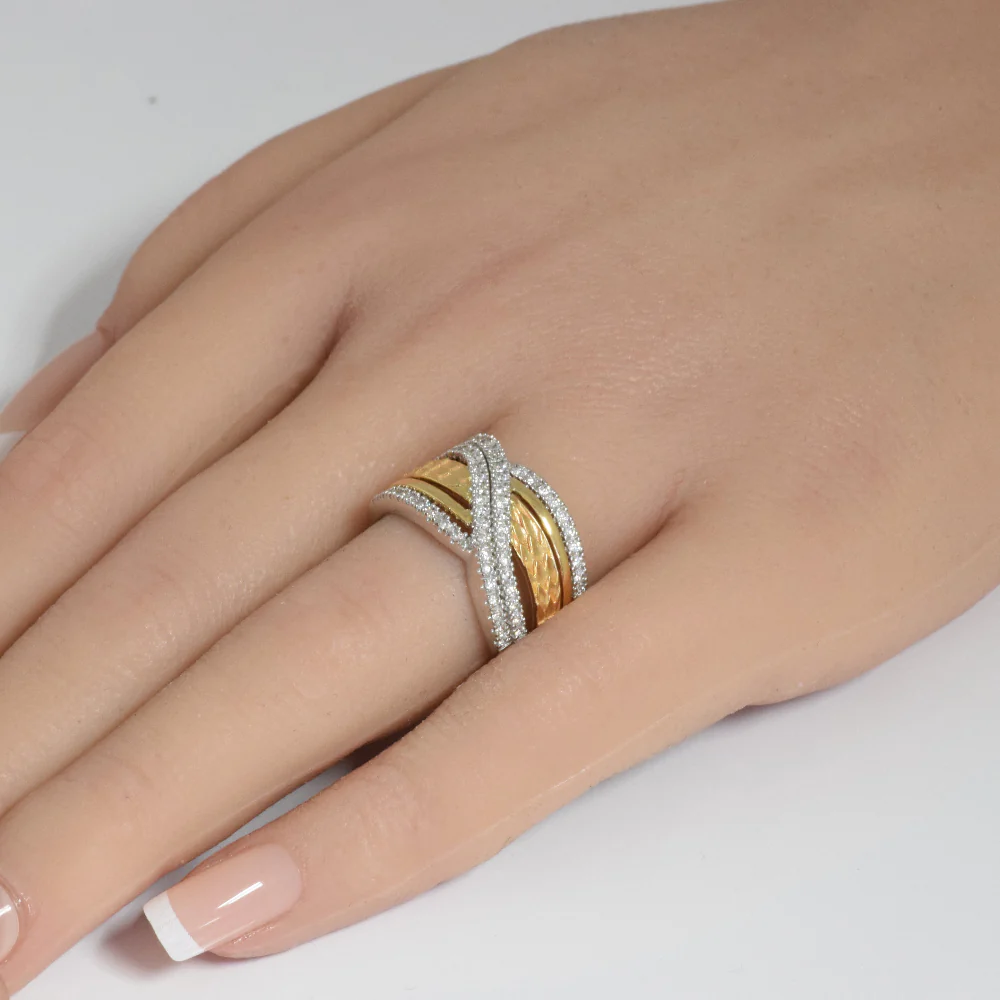 <span>DIAMOND CLOSEOUT! </span>.47ct G SI 14K White Gold/Yellow Gold Diamond Women's Ring Band Size 6.5 - Image 2