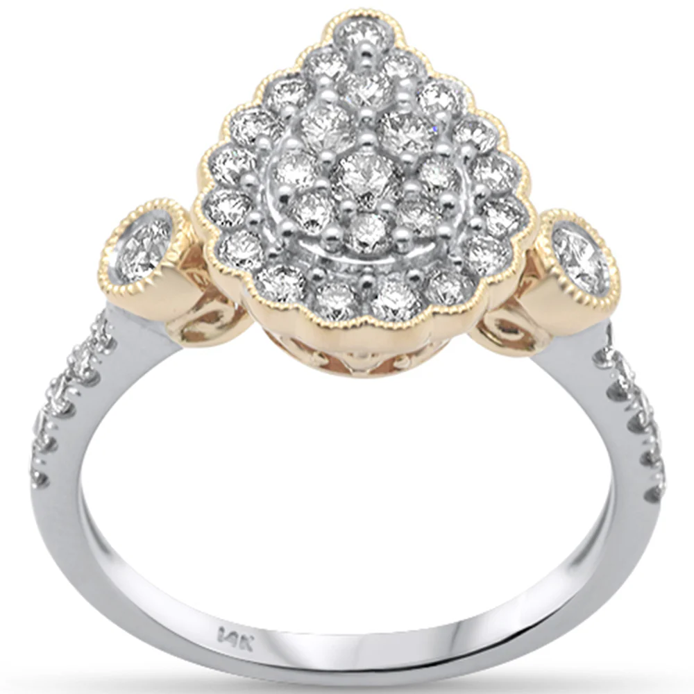 <span style="color:purple">SPECIAL!</span> .86ct G SI 14K White Gold/Yellow Gold Diamond Pear Shaped Women's Ring Size 6.5