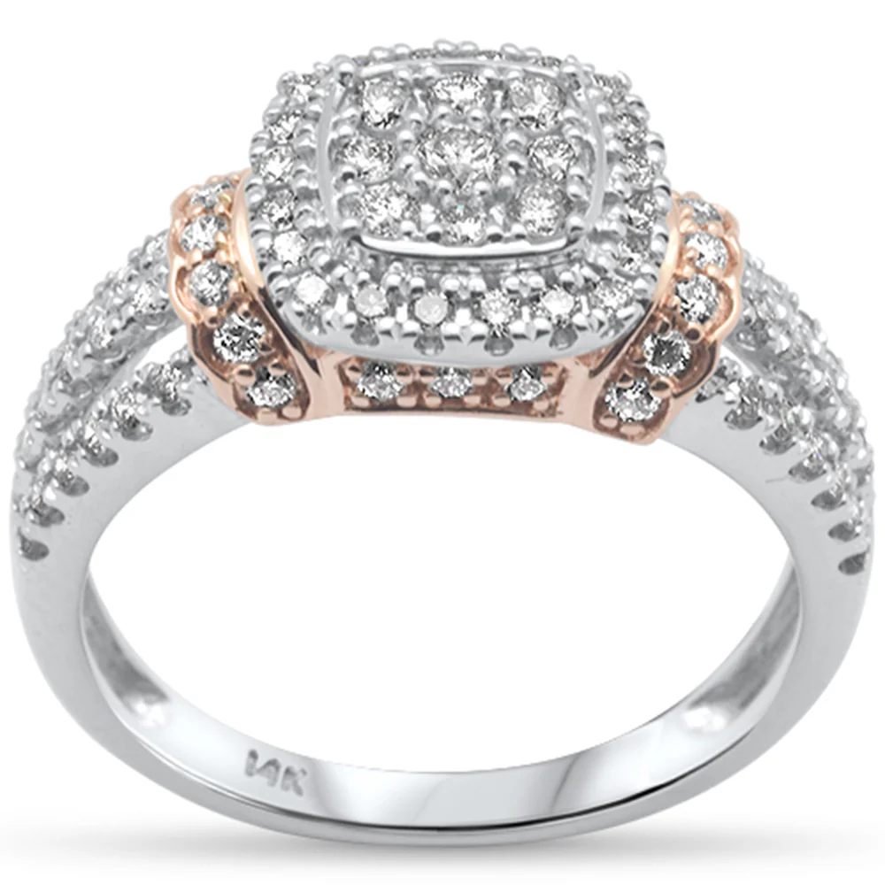 <span>DIAMOND CLOSEOUT! </span> .73ct G SI 14K White Gold/Rose Gold Diamond Women's Ring Size 6.5