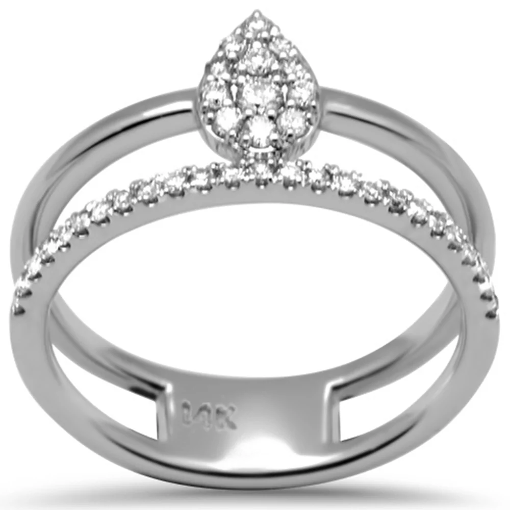 <span>DIAMOND CLOSEOUT! </span>.25ct G SI 14K White Gold Pear Shaped Diamond Double Band Ring Size 6.5