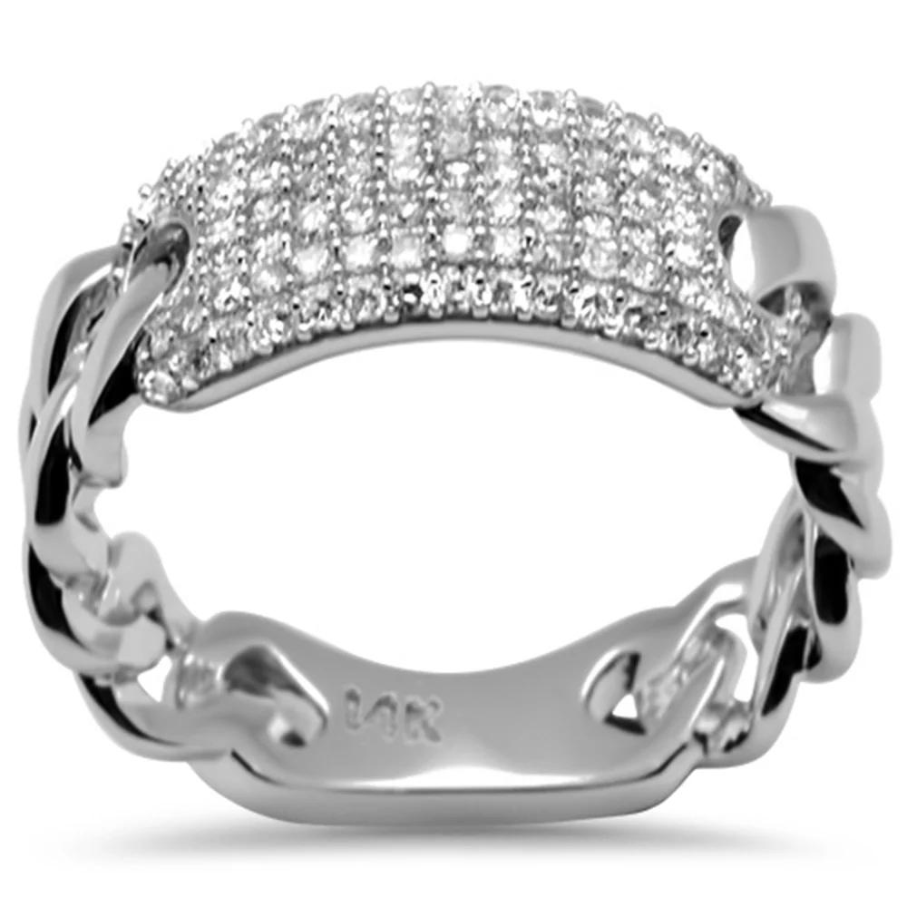<span>DIAMOND CLOSEOUT! </span>.49ct G SI 14K White Gold Diamond Cuban Style Ladies Band Ring Size 6.5