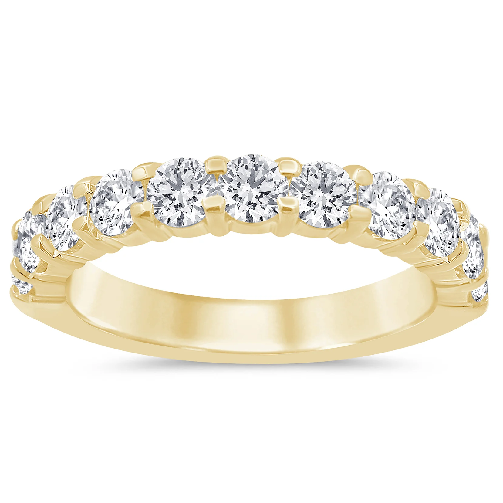 <span style="color:purple">SPECIAL!</span>.80ct G SI 14K Yellow Gold Women's Round Diamond Half Eternity Band Ring Size 6.5