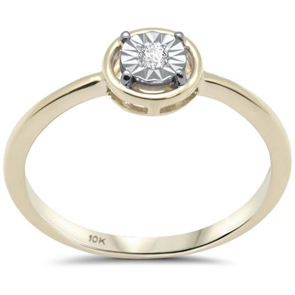 <span>DIAMOND CLOSEOUT! </span> .04ct G SI 10K Yellow Gold Miracle Illusion Ring Size 6.5