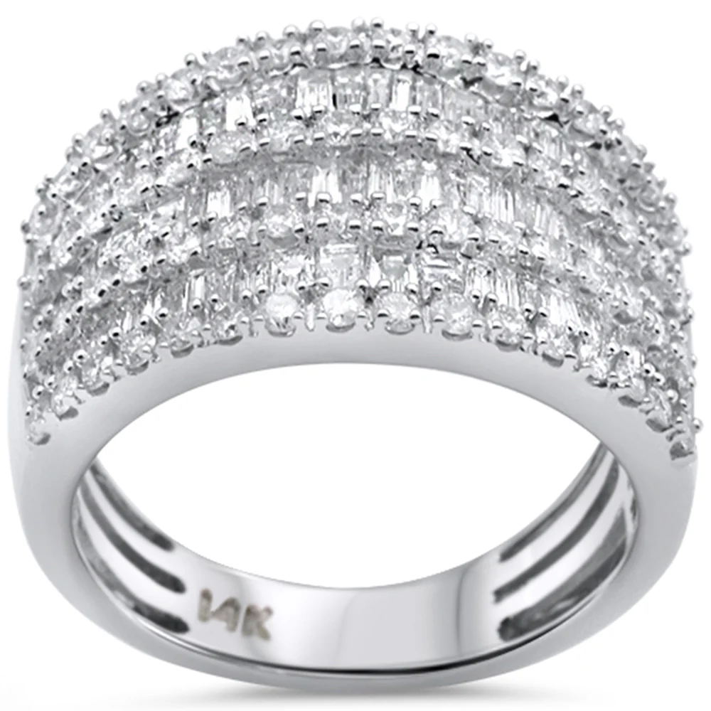 <span>DIAMOND CLOSEOUT! </span>1.86ct G SI 14K White Gold Women's Round & Baguette Diamond Ring Band Size 7