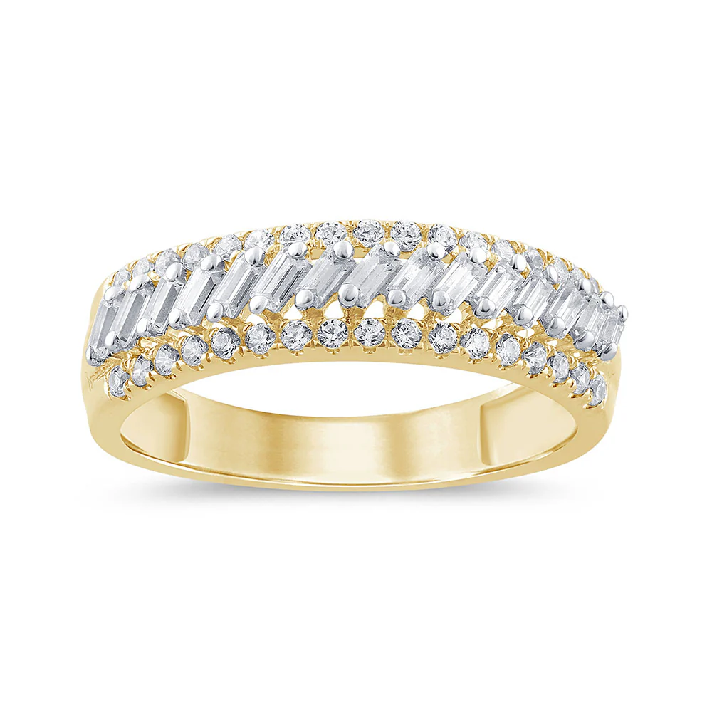 <span style="color:purple">SPECIAL!</span> .57ct G SI 14K Yellow Gold Round & Baguette Diamond Ring Band
