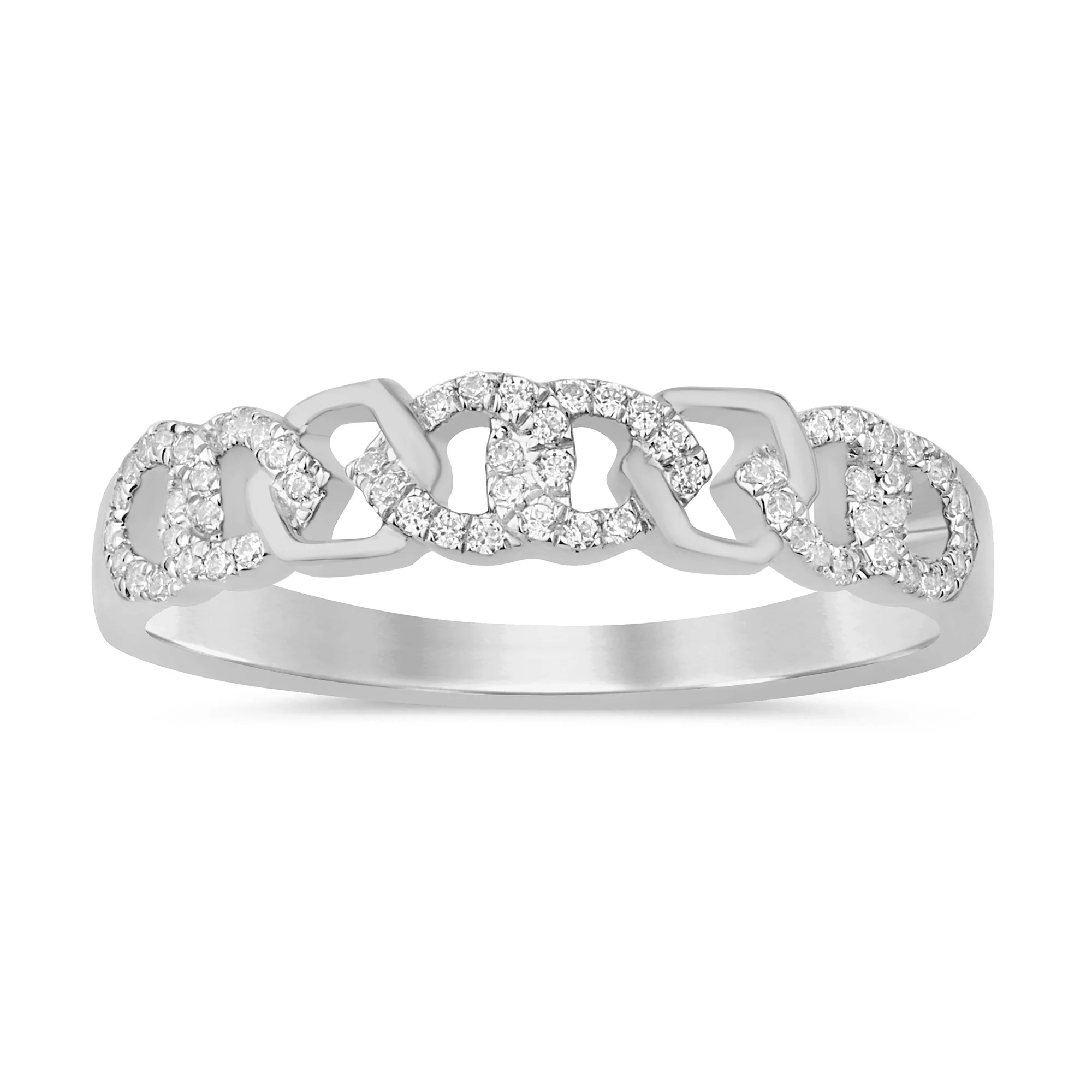 <span>DIAMOND CLOSEOUT! </span>.15ct G SI 14K White Gold Diamond Cuban Link Ring Band Size 7