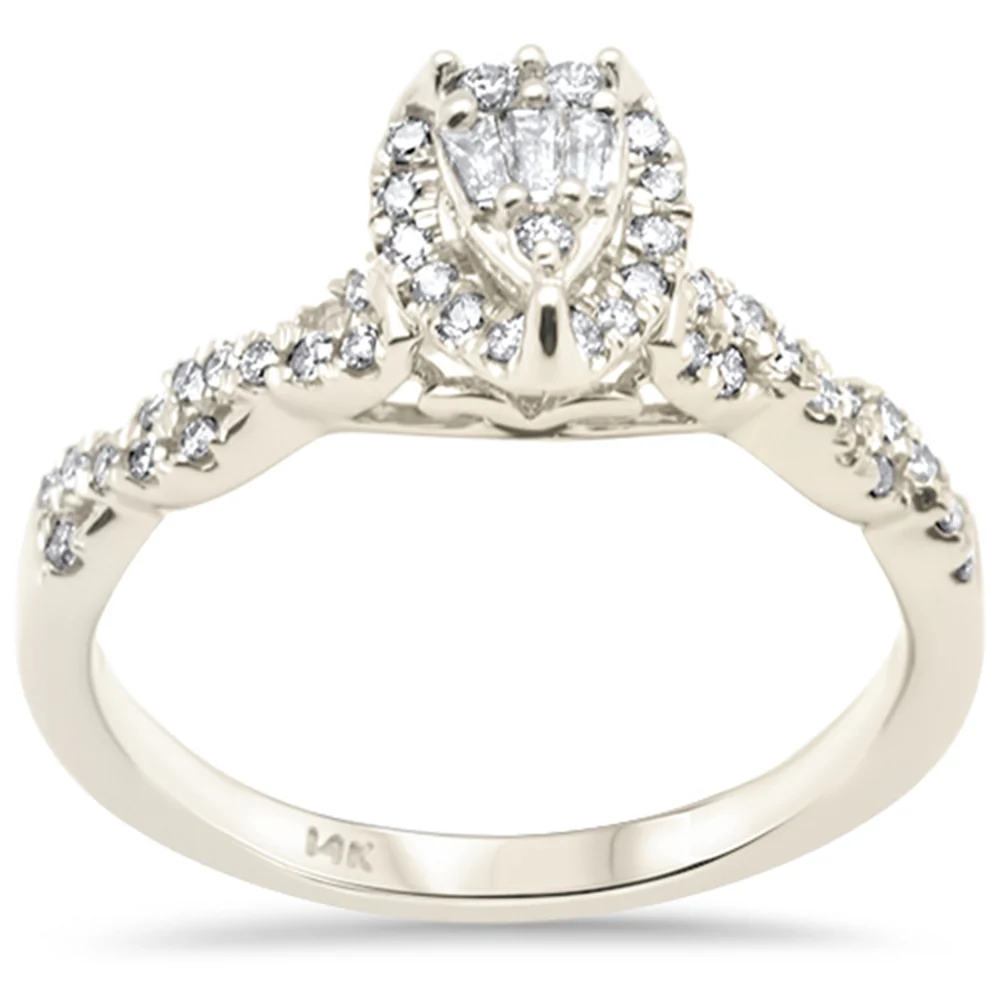 <span>DIAMOND CLOSEOUT! </span>.34ct G SI 14K Yellow Gold Pear Shaped Round & Baguette Diamond Engagement Ring Size 7