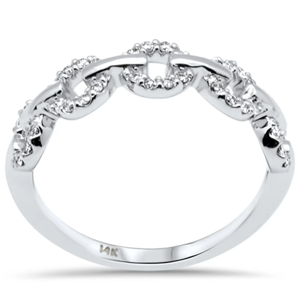 <span>DIAMOND CLOSEOUT! </span> .18ct G SI 14K White Gold Diamond Link Ladies Ring Size 6.5