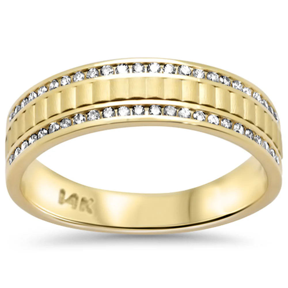 <span style="color:purple">SPECIAL!</span>.32ct G SI 14K Yellow Gold Diamond Men's Ring Band Size 10