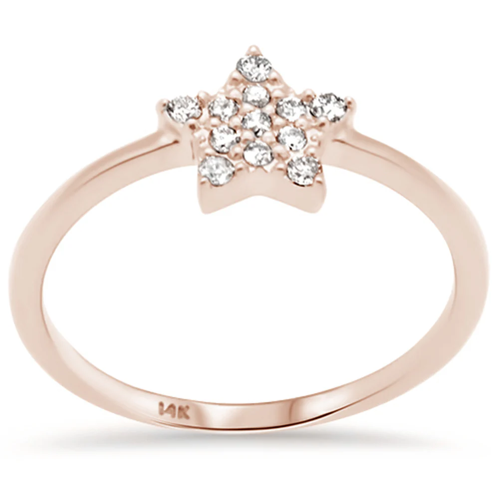 <span>DIAMOND CLOSEOUT! </span>.15ct G SI 14K Rose Gold Diamond Star Shaped Ladies Ring Size 6.5