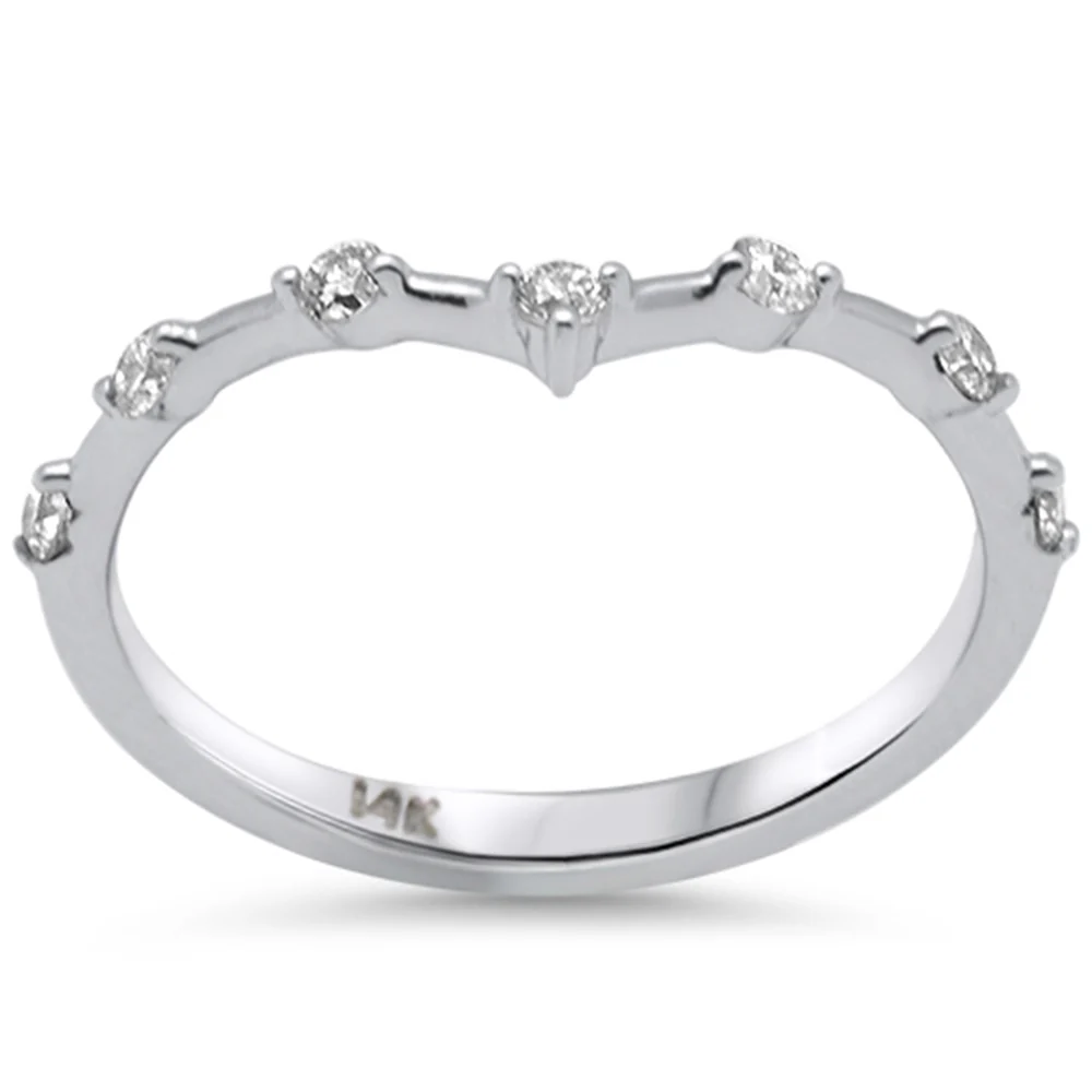 <span>DIAMOND CLOSEOUT! </span>.20ct G SI 14K White Gold Diamond Chevron Ring Size 6.5