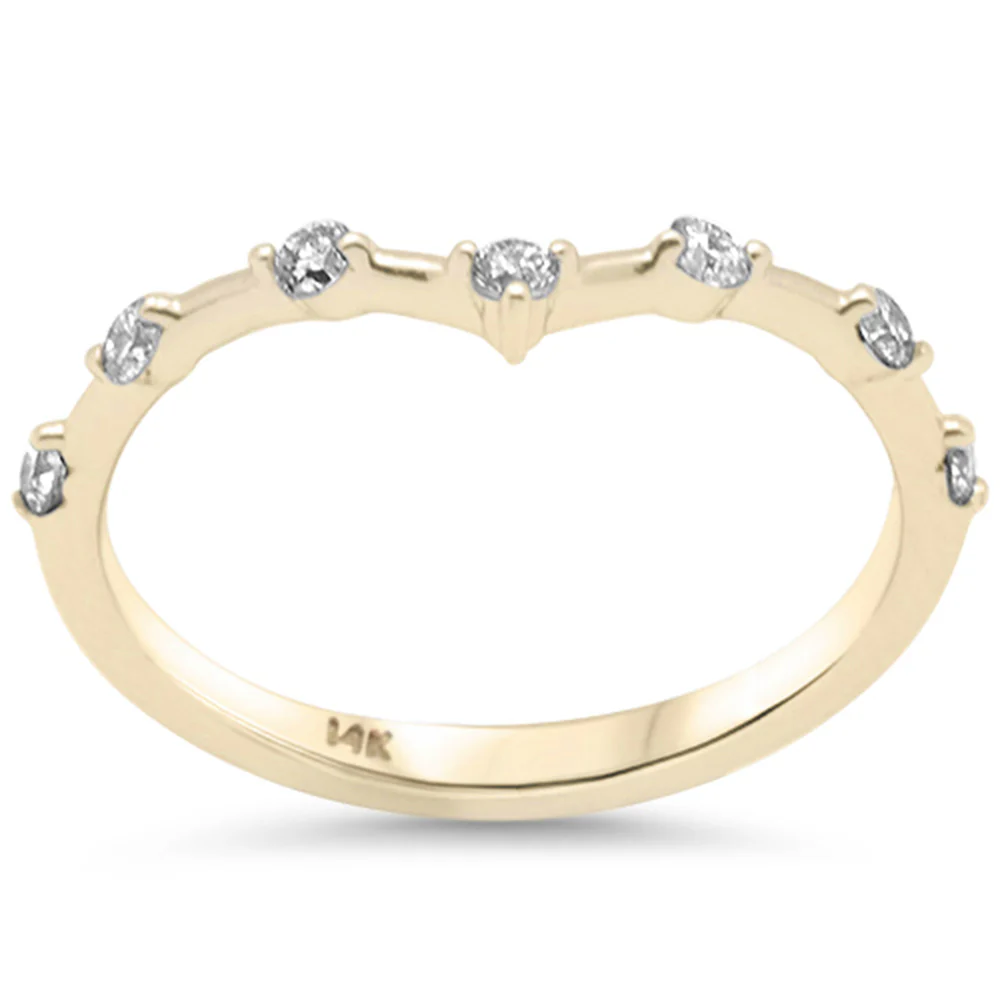 .21ct G SI 14K Yellow Gold Diamond Chevron Ring Size 6.5