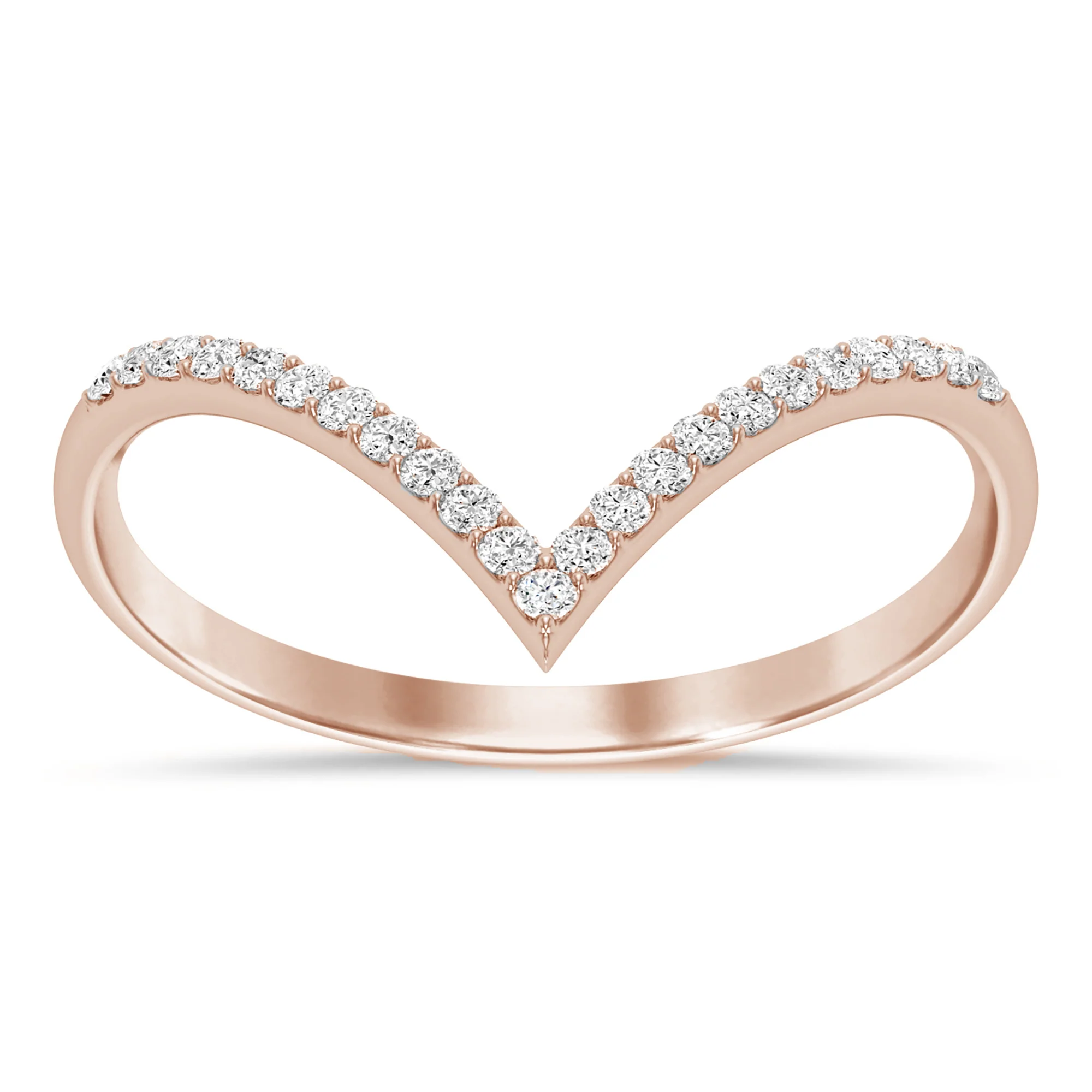 .27ct G SI 14K Rose Gold Diamond Chevron Ring Size 6.5