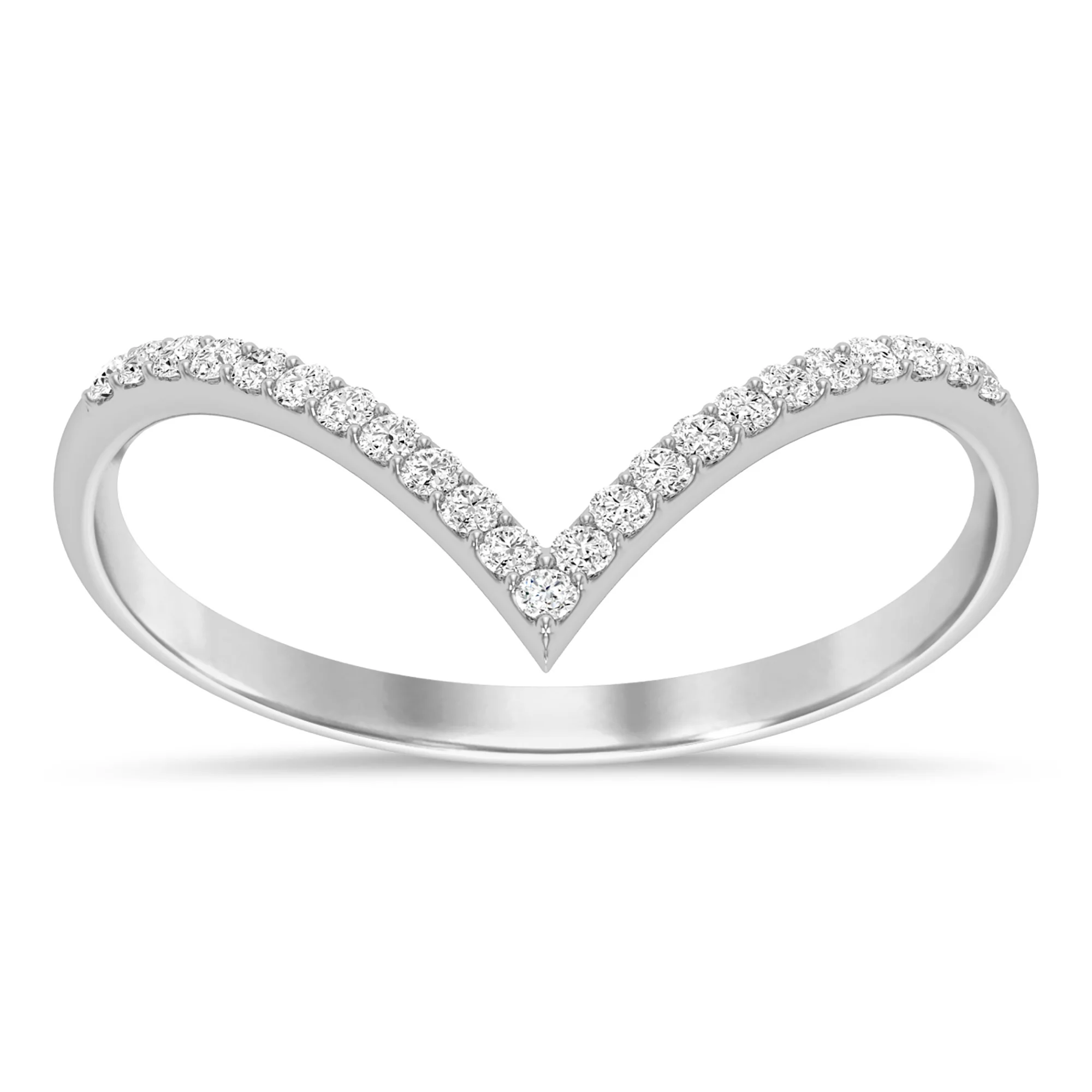 .27ct G SI 14K White Gold Diamond Chevron Ring Size 6.5