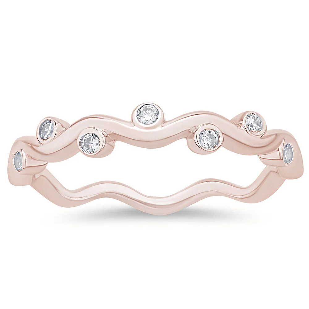 <span>DIAMOND CLOSEOUT! </span>.10ct G SI 14K Rose Gold Diamond Vine Ring Size 6.5