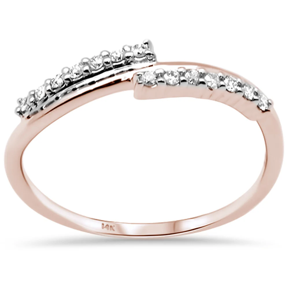 <span>DIAMOND CLOSEOUT! </span> .13ct G SI 14K Rose Gold Diamond Line Ring Size 6.5